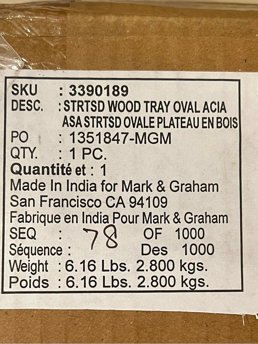 Mark & Graham handcrafted oval